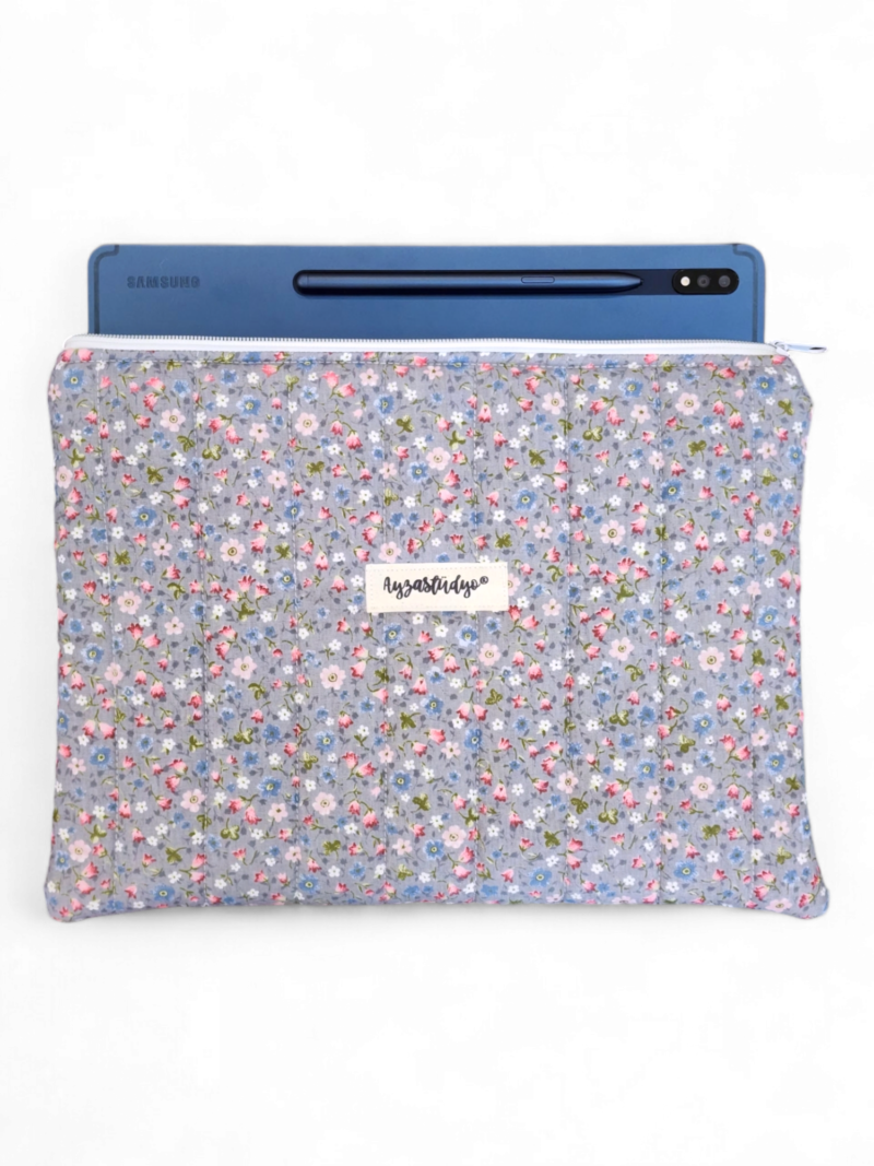 10-12" iPad/Tablet Sleeve - Gray Ditsy Flowers | Ayza Stüdyo