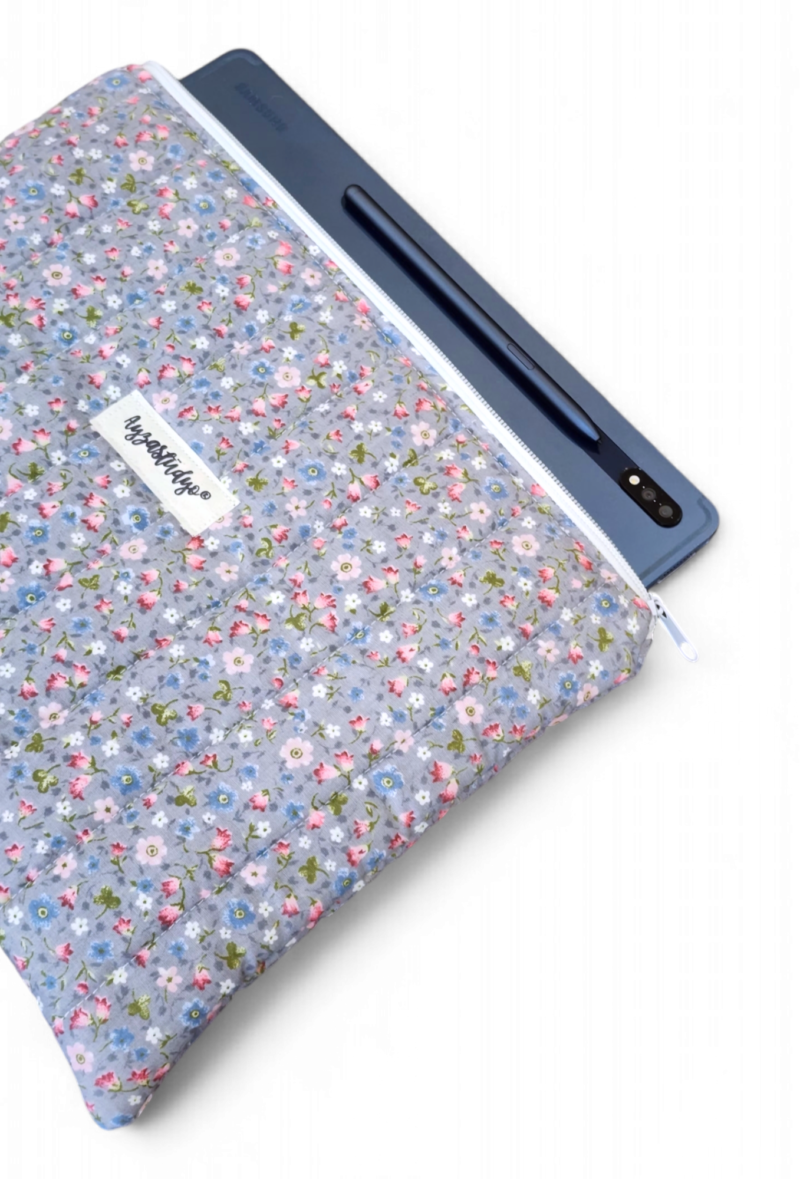 10-12" iPad/Tablet Sleeve - Gray Ditsy Flowers | Ayza Stüdyo - Image 4