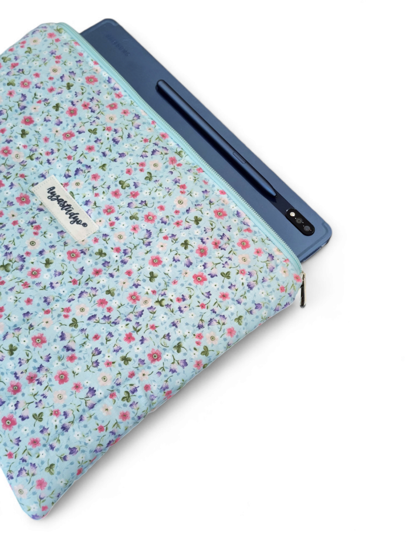 10-12" iPad/Tablet Sleeve - Turquoise Ditsy Flowers | Ayza Stüdyo - Image 3