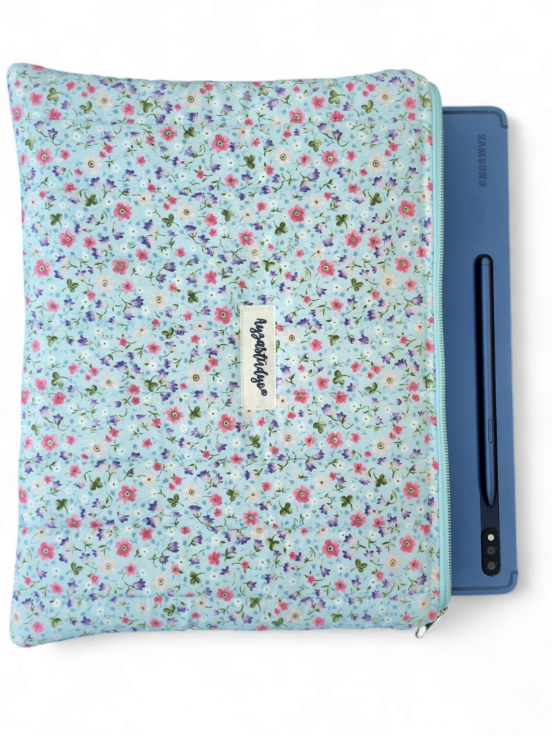 10-12" iPad/Tablet Sleeve - Turquoise Ditsy Flowers | Ayza Stüdyo - Image 2