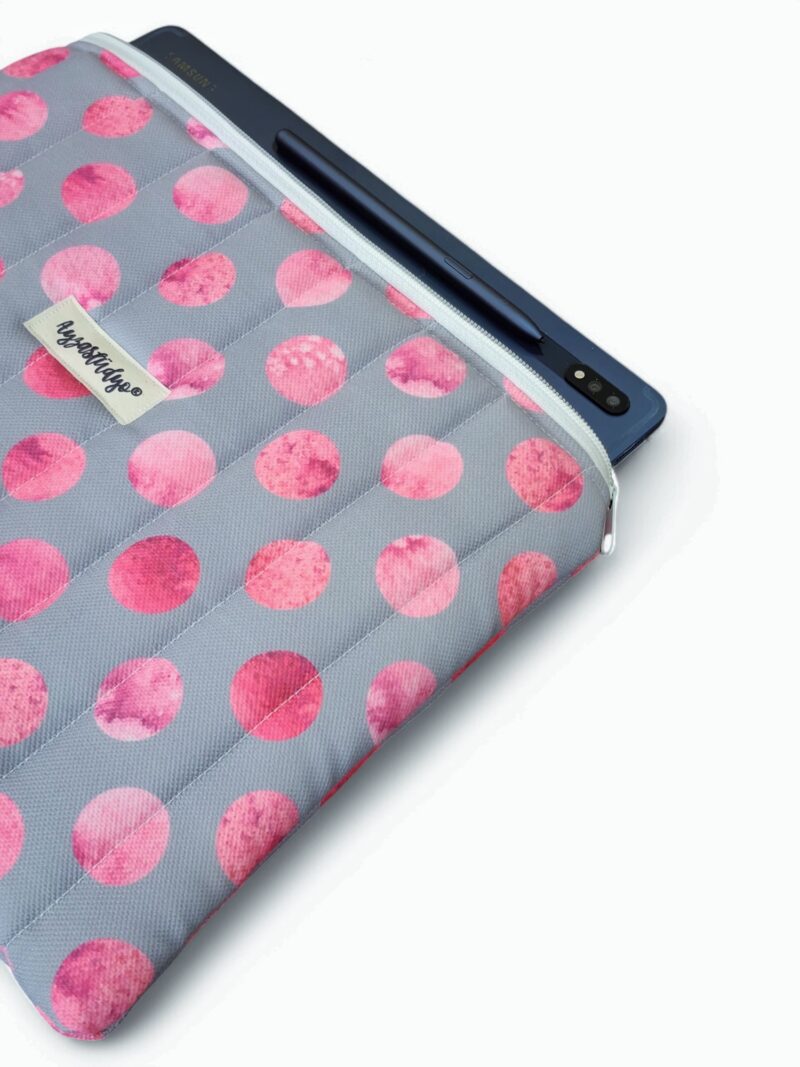 10-12" iPad/Tablet Sleeve - Gray-Pink Polka Dot | Ayza Stüdyo - Image 3