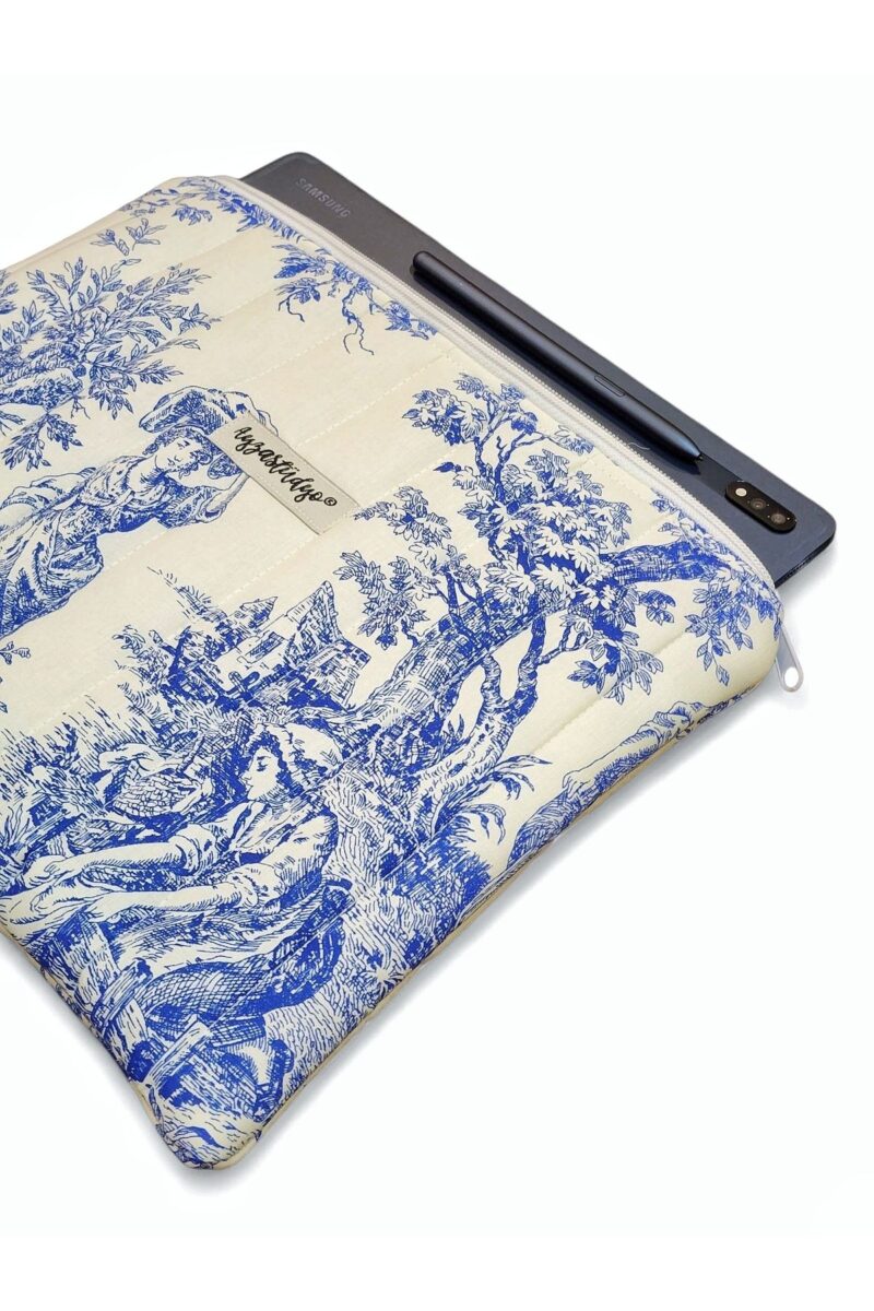 Puffy iPad/Tablet Sleeve - Blue Toile de Jouy | Ayza Stüdyo - Image 3