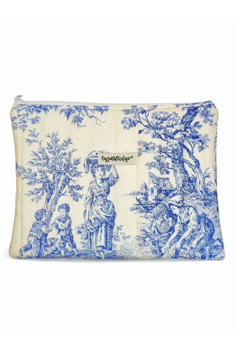 Puffy iPad/Tablet Sleeve - Blue Toile de Jouy | Ayza Stüdyo - Image 4