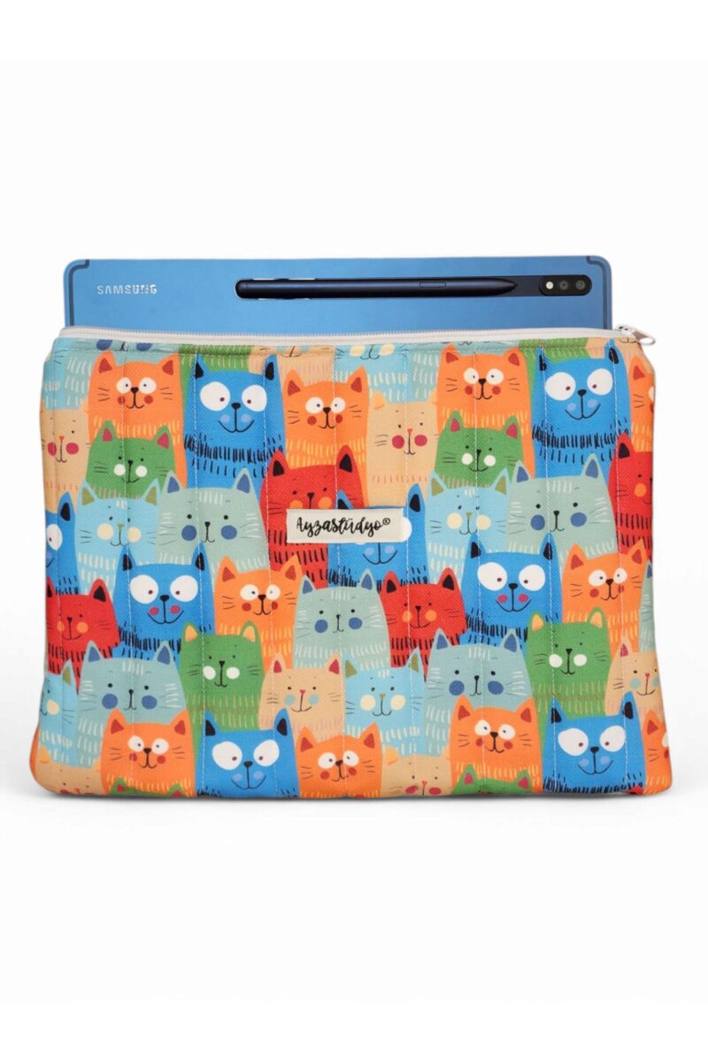 Puffy iPad/Tablet Sleeve - Happy Cats | Ayza Stüdyo - Image 2