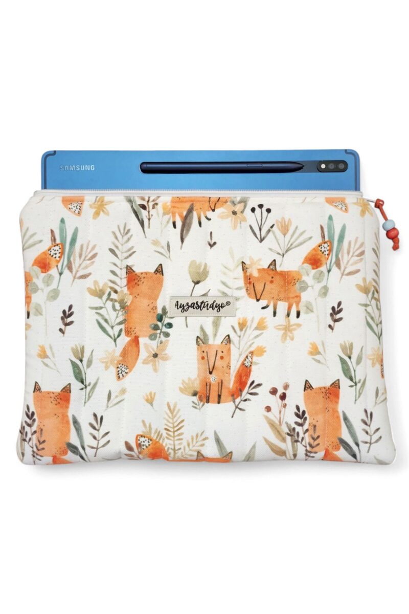 Puffy iPad/Tablet Sleeve - Cute Foxes | Ayza Stüdyo - Image 2