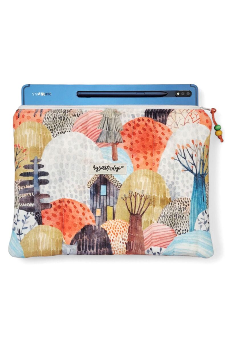 Puffy iPad/Tablet Sleeve - Hut In The Woods | Ayza Stüdyo - Image 2